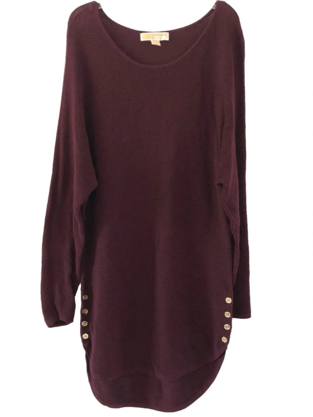 Michael Kors MK Women Burgundy Sweater Dress Size M Knit Tunic Casual Office
